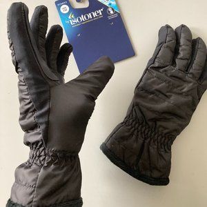 Women's Isotoner Black Gloves - One Size/New - SleekHeat SmartDri SmartTouch